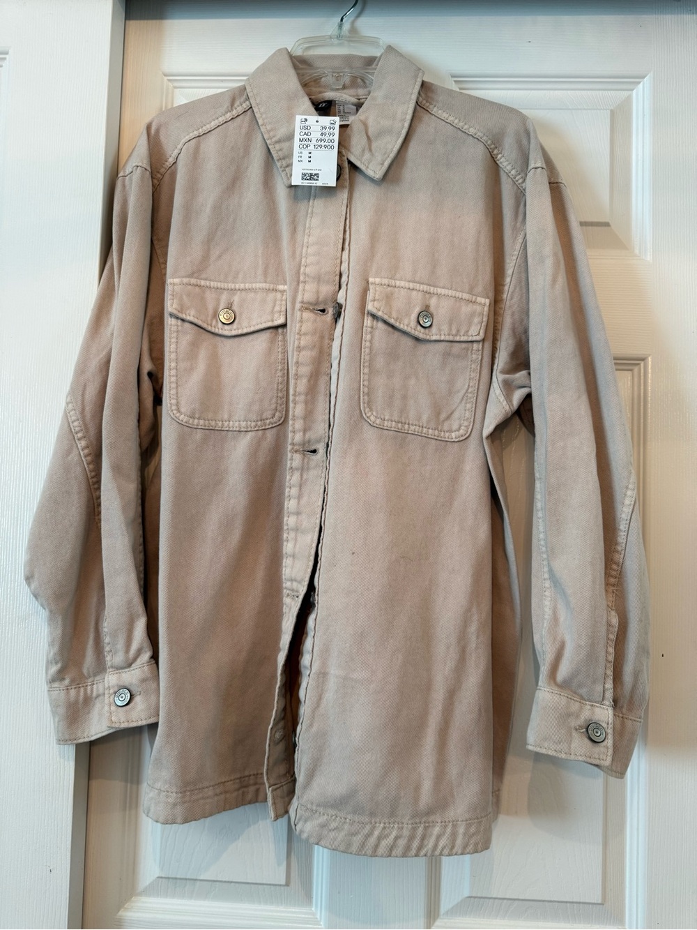 H&M Light Beige Shirt Jacket with Front Pockets